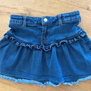 Mayoral Blue Denim Skirt with Ruffle Trim